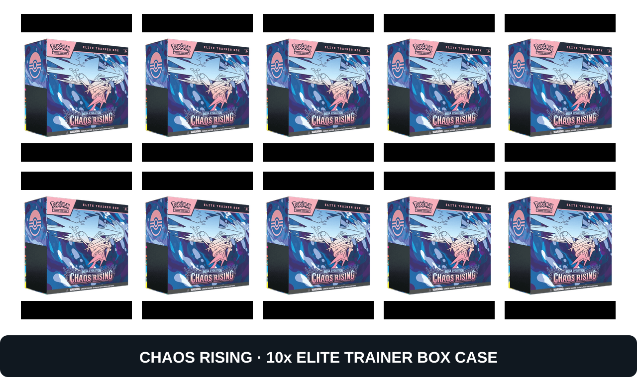 Pokemon TCG: Mega Evolution Chaos Rising - Top Trainer Box Case (10 Boxes) English sealed